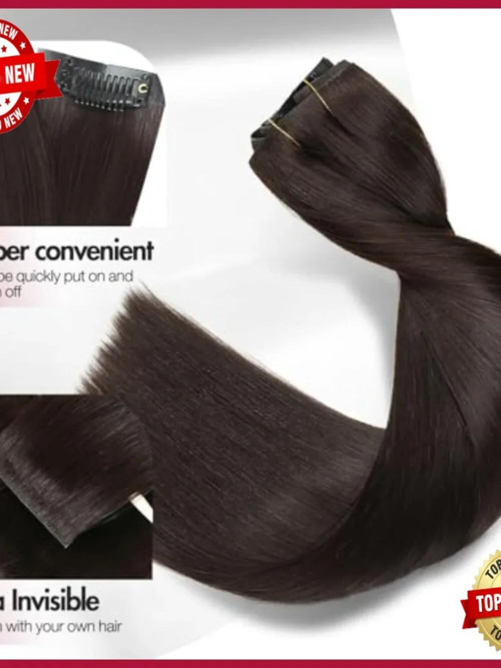 18 Inch Human Hair Clip-In Extensions 7 Piece Set Invisible Weft